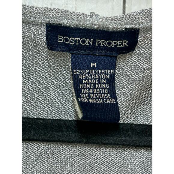 Boston Proper Full Zip Hoodie Long Sleeve Jacket Gray Bling Spatkle Med - Picture 10 of 10